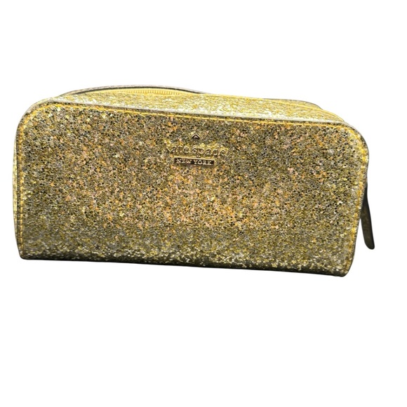 kate spade Handbags - EUC Kate Spade Gold Glitter Cosmetic Bag with Storybook lining